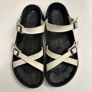 Birkenstock Tatami White Leather Sandals Straps Slides US 9